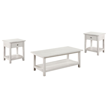 Alcott 3-piece Coffee and 1-drawer End Table Set White