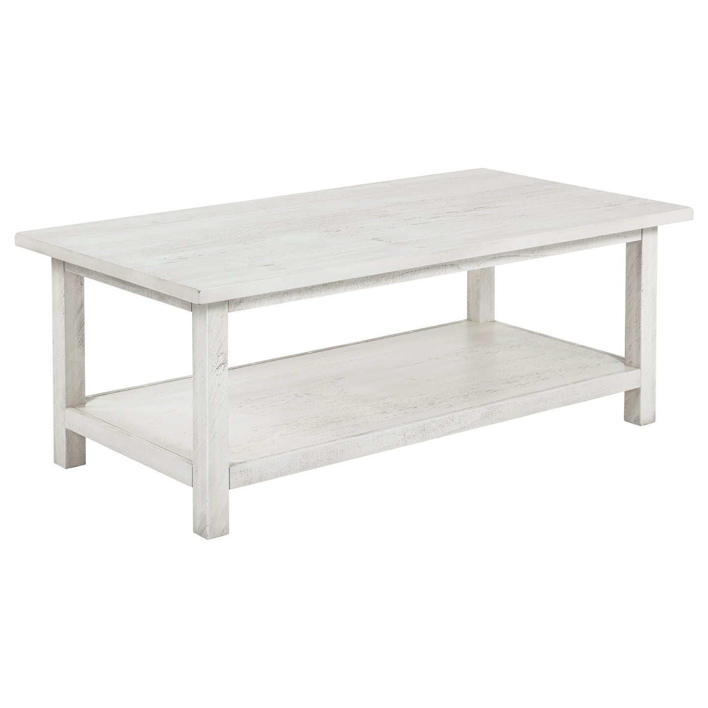 birdie wood coffee table with shelf whitedistressed white