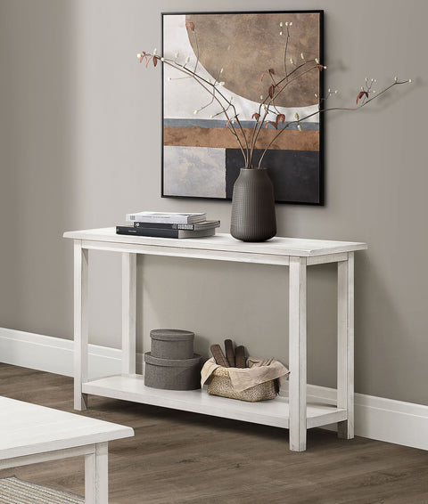 Birdie Wood Entryway Sofa Console Table WhiteDistressed White