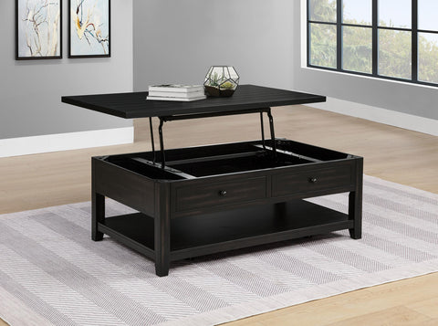 Scarlett 48-inch Mobile Lift Top Coffee Table Distressed Java