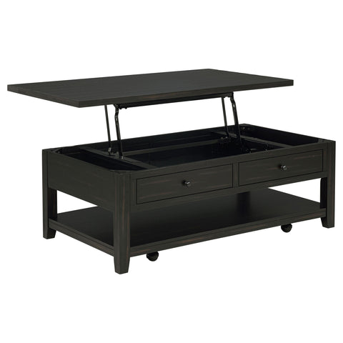Scarlett 48-inch Mobile Lift Top Coffee Table Distressed Java
