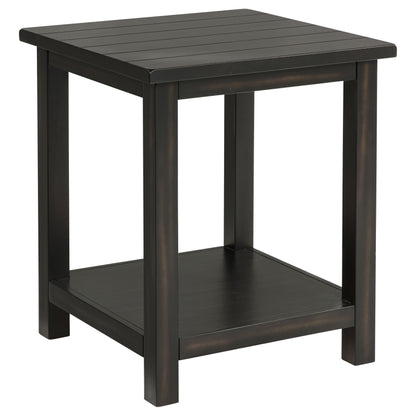 Birdie Wood End Table with Shelf JavaDistressed Java