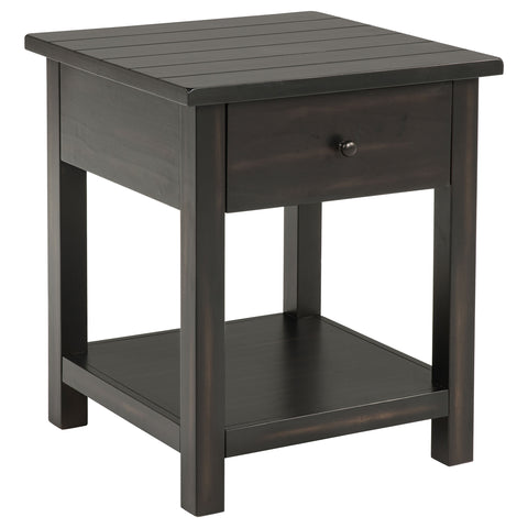 Birdie 1-drawer Wood End Table with Shelf JavaDistressed Java