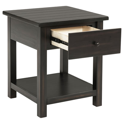 Birdie 1-drawer Wood End Table with Shelf JavaDistressed Java