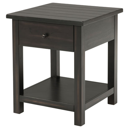 Birdie 1-drawer Wood End Table with Shelf JavaDistressed Java