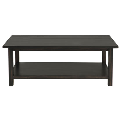 Birdie Wood Coffee Table with Shelf JavaDistressed Java