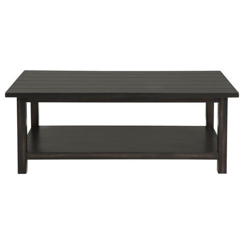 Birdie Wood Coffee Table with Shelf JavaDistressed Java
