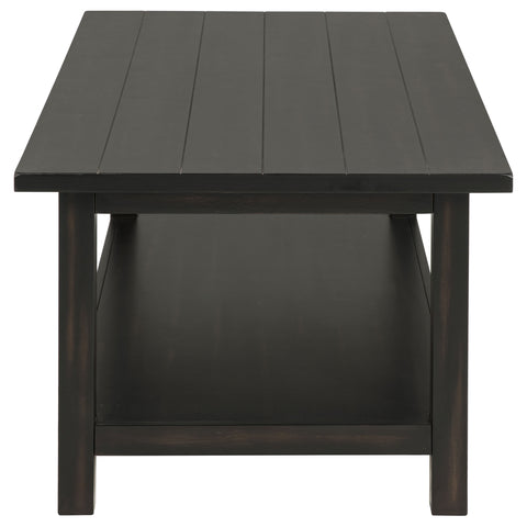 Birdie Wood Coffee Table with Shelf JavaDistressed Java