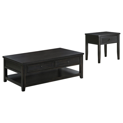Caballo 2-piece Coffee and End Table Set Distressed Java