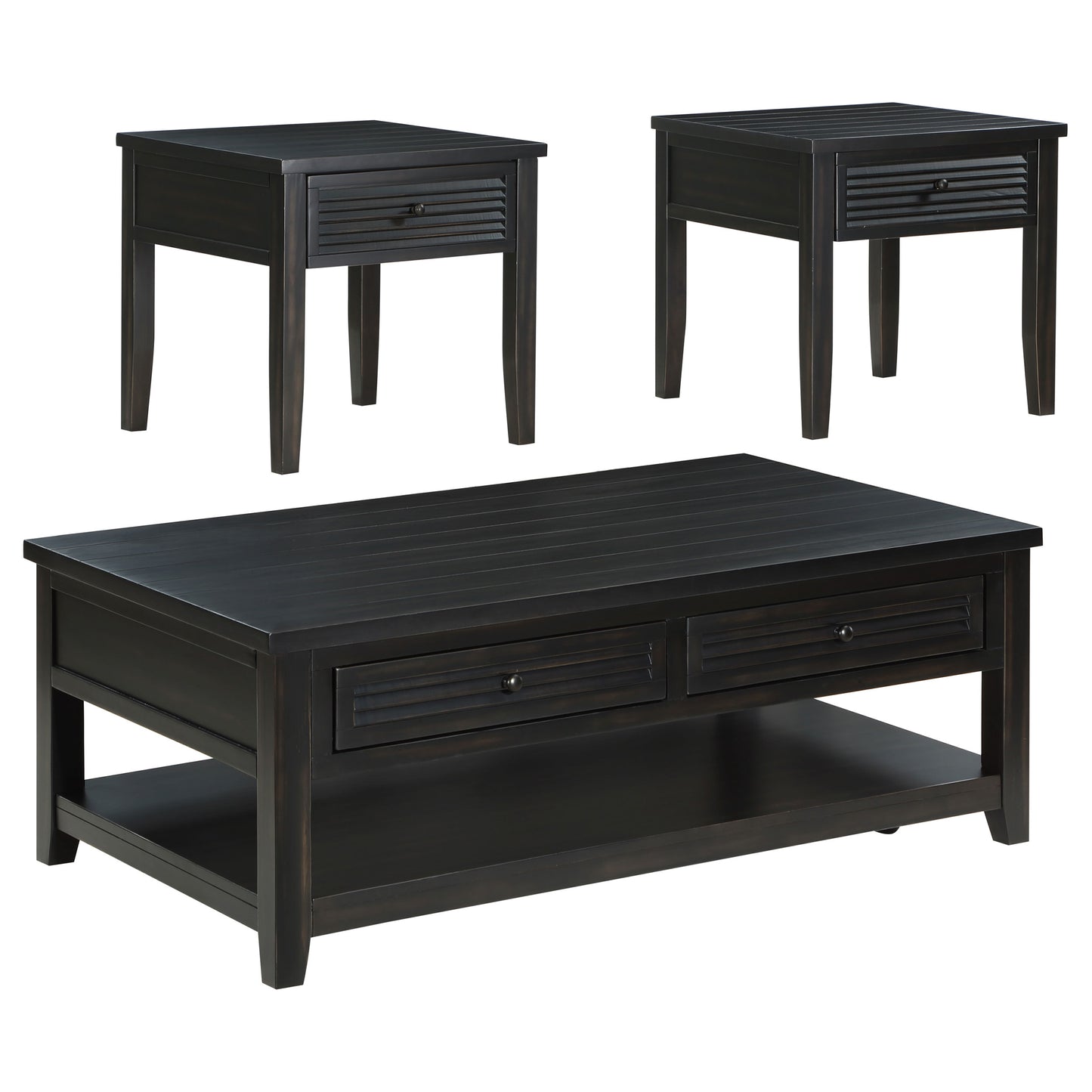 caballo 3-piece coffee and end table set distressed java