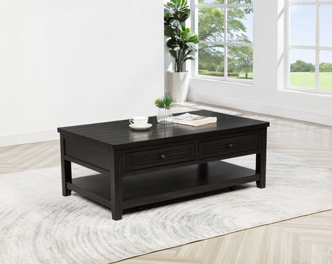 Amore 2-drawer Rectangular Coffee Table Distressed JavaDistressed Java