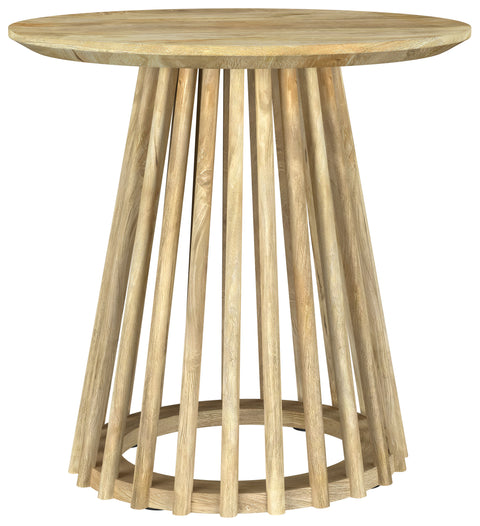 Foyet Round Solid Wood End Side Table Natural Mango
