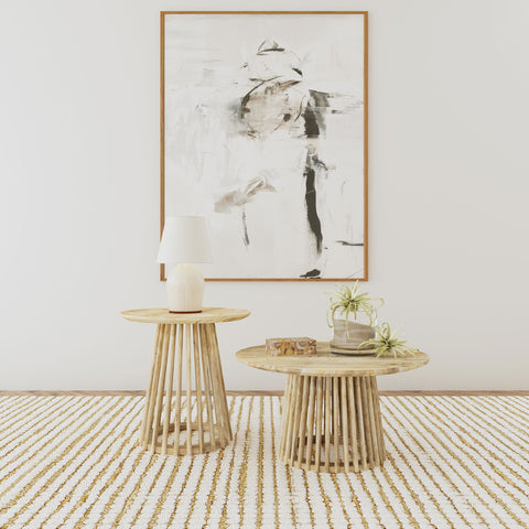 Foyet 2-piece Round Coffee and End Table Set Natural Mango