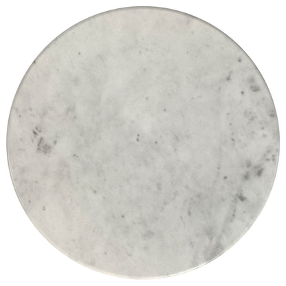 Dominick Round Genuine Marble Top Metal End Side Table White
