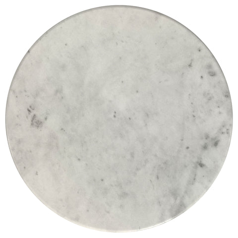 Dominick Round Genuine Marble Top Metal End Side Table White