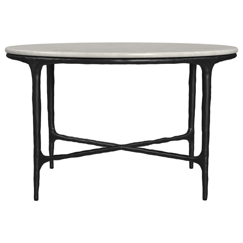 Dominick Round Genuine Marble Top Metal Coffee Table White