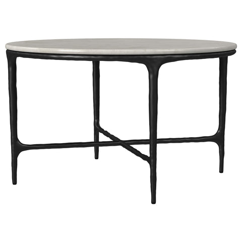 Dominick Round Genuine Marble Top Metal Coffee Table White