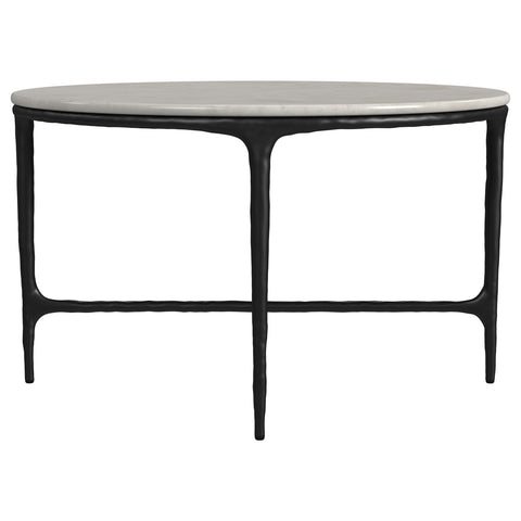 Dominick Round Genuine Marble Top Metal Coffee Table White