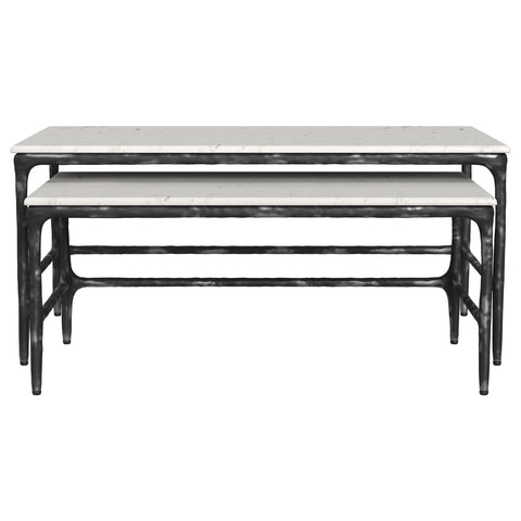 Cabot 2-piece Genuine Marble Top Nesting Coffee Tables White