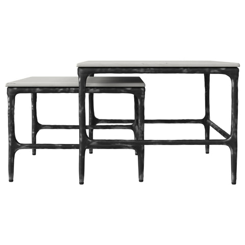 Cabot 2-piece Genuine Marble Top Nesting Coffee Tables White