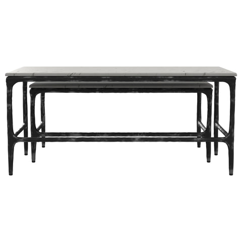 Cabot 2-piece Genuine Marble Top Nesting Coffee Tables White