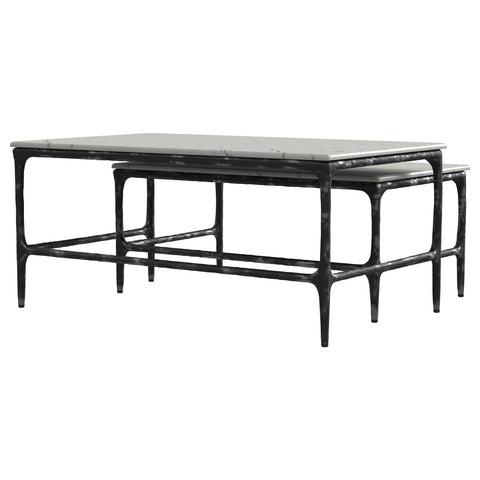 Cabot 2-piece Genuine Marble Top Nesting Coffee Tables White