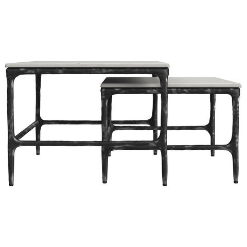 Cabot 2-piece Genuine Marble Top Nesting Coffee Tables White