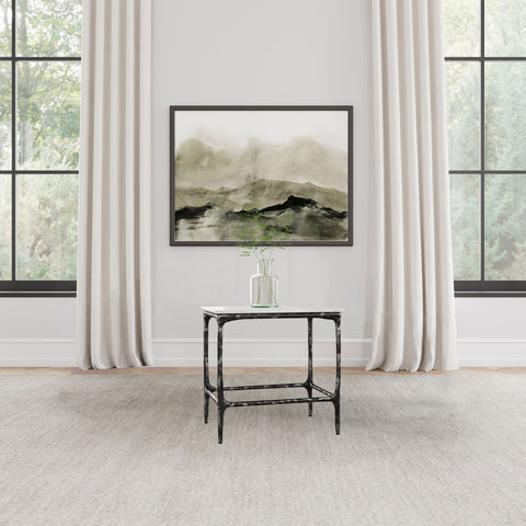 Cabot Square Genuine Marble Top Metal End Table White