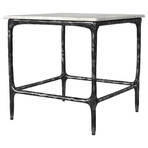 Cabot Square Genuine Marble Top Metal End Table White