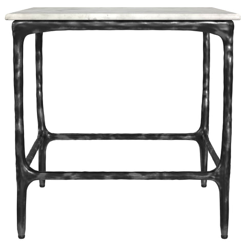 Cabot Square Genuine Marble Top Metal End Table White