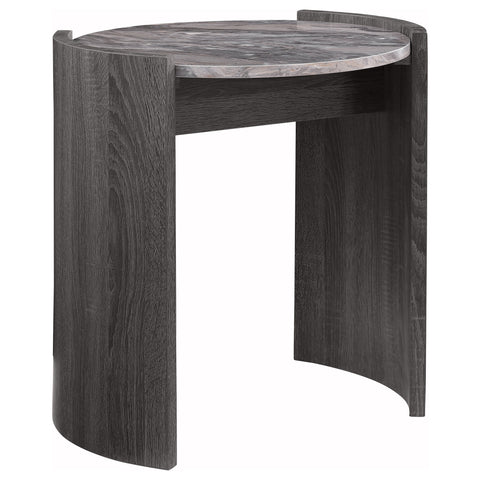 Brixey Round Faux Marble Top End Table Distressed Grey
