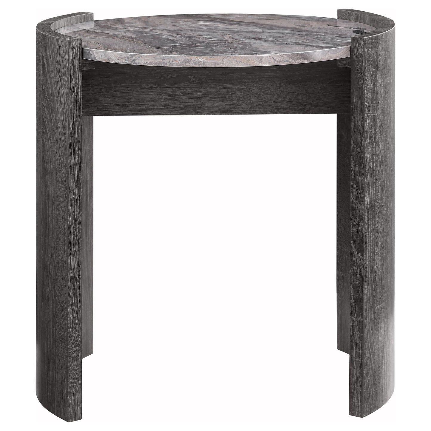 brixey round faux marble top end table distressed grey