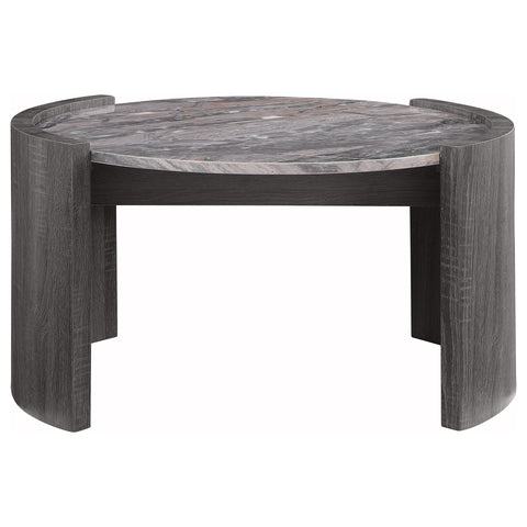Brixey Round Faux Marble Top Coffee Table Distressed Grey