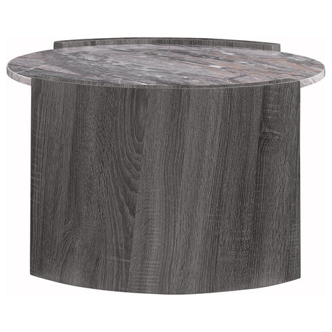 Brixey Round Faux Marble Top Coffee Table Distressed Grey