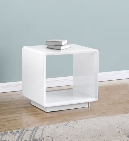 Carisi Square End Side Table White High Gloss