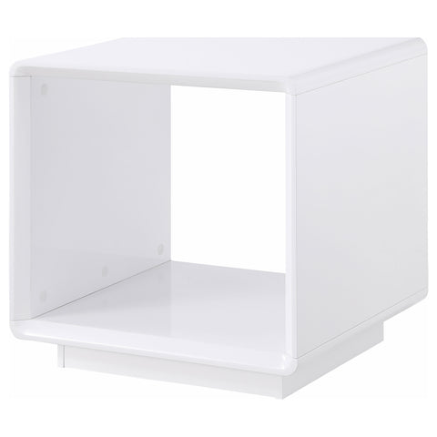 Carisi Square End Side Table White High Gloss