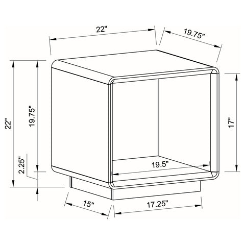 Carisi Square End Side Table White High Gloss