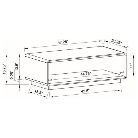 Carisi Rectangular Cocktail Coffee Table White High Gloss