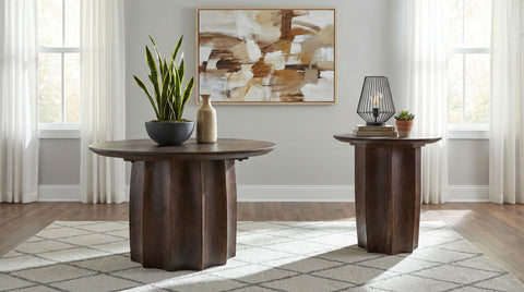 Viana Solid Mango Wood Accent Side End Table Walnut