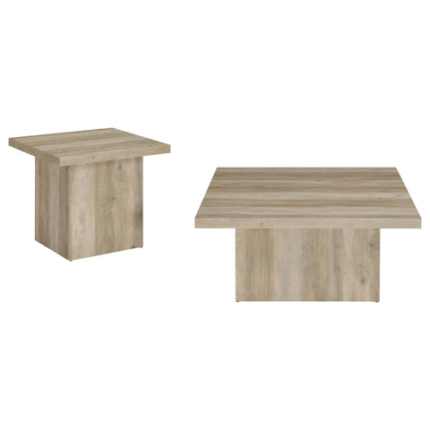 Rocco 2-piece Square Coffee End Table Set Distressed Pine