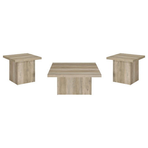 Rocco 3-piece Square Coffee End Table Set Distressed Pine