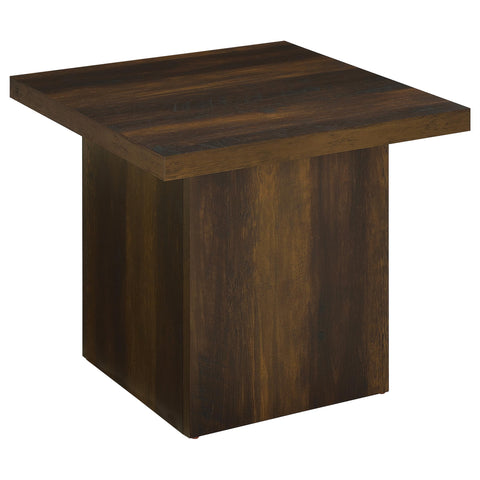Rocco Square Engineered Wood Side End Table Dark Pine