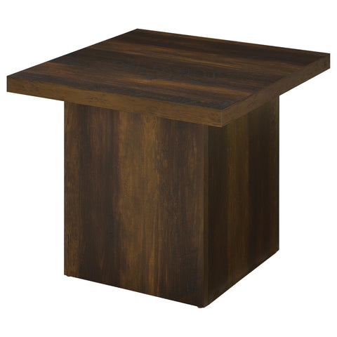 Rocco Square Engineered Wood Side End Table Dark Pine