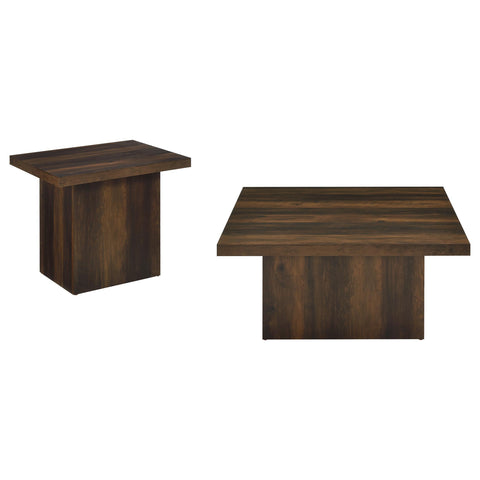 Rocco 2-piece Square Coffee and End Table Set Dark Pine