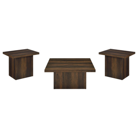 Rocco 3-piece Square Coffee and End Table Set Dark Pine