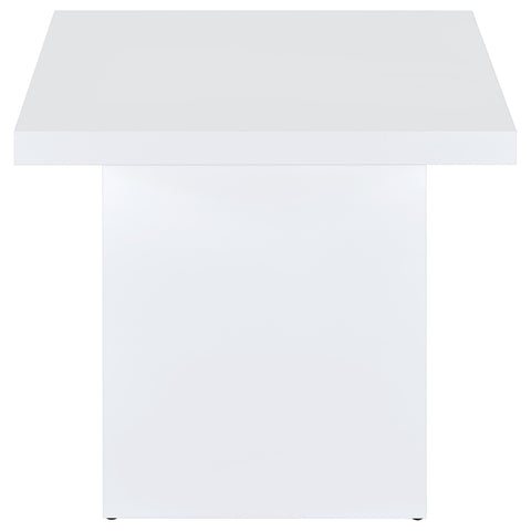 Rocco Square Engineered Wood Side End Table White High Gloss