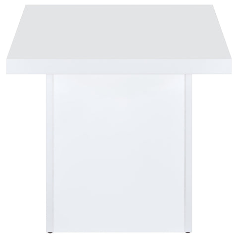Rocco Square Engineered Wood Side End Table White High Gloss