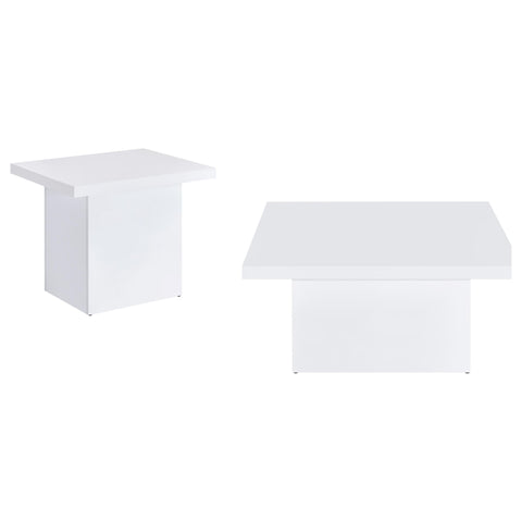 Rocco 2-piece Square Coffee End Table Set White High Gloss