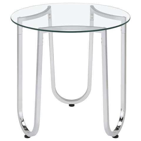 Doherty Round Tempered Glass Top End Side Table Chrome