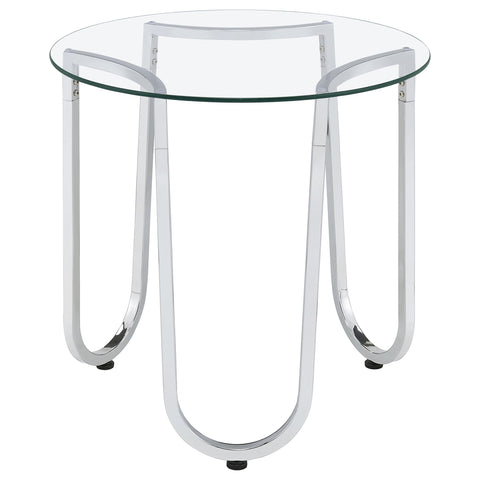 Doherty Round Tempered Glass Top End Side Table Chrome